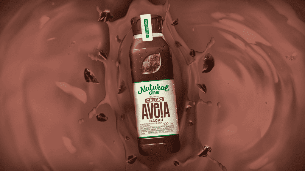 Na imagem há a bebida original de aveia, sabor Cacau, lançamento da Natural One