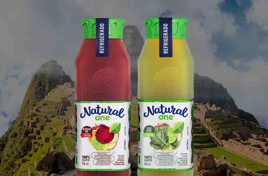 Texto alternativo: na imagem vemos os dois sucos lançamentos da Natural One: Beterraba Mix com yacon e Suco Verde com yacon